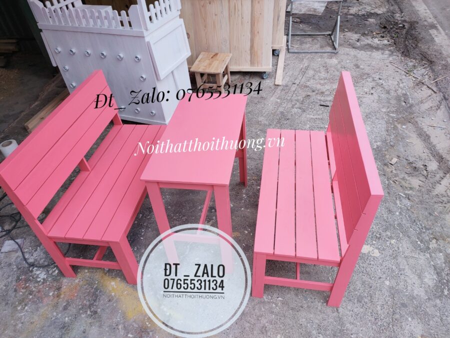 Bàn ghế trà sữa băng dài