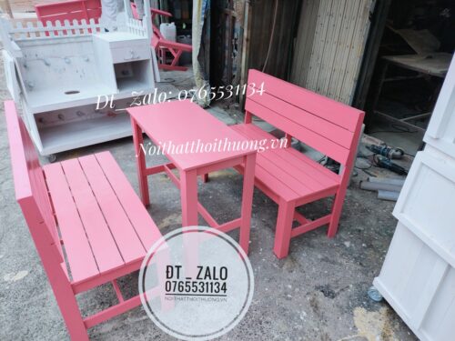 Bàn ghế băng dài trà sữa
