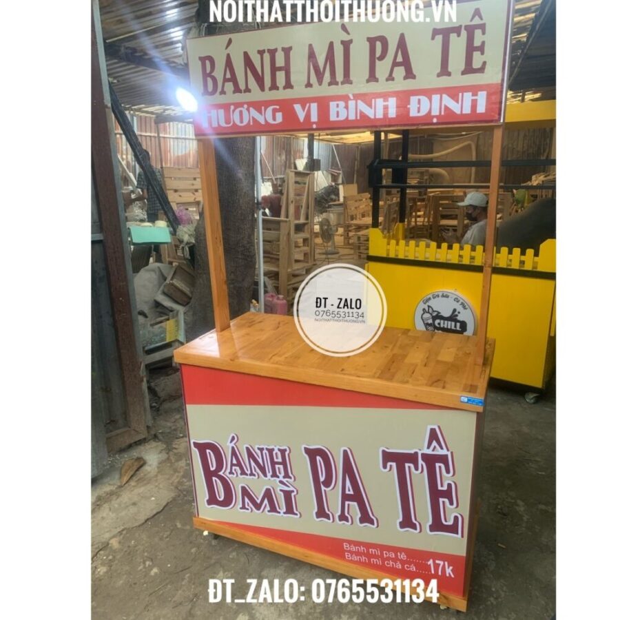 tủ bán bánh mì gỗ