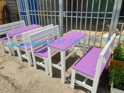 Bàn ghế băng dài gỗ trà sữa cà phê đẹp Biên hoà, HCM
