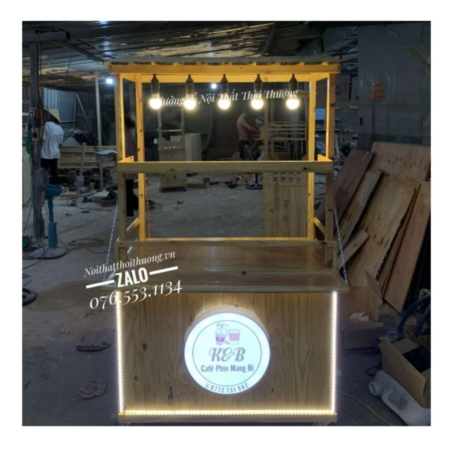 Xe cafe mang đi bằng gỗ đẹp Dĩ An, Bình Dương