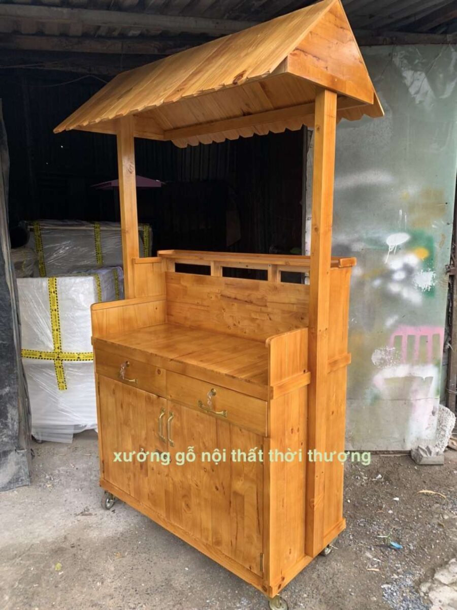 Xe cafe mang đi bằng gỗ thông đẹp