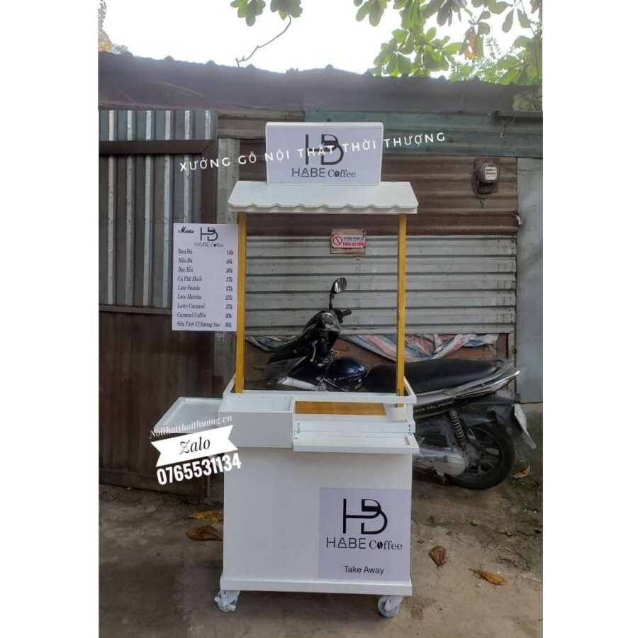 Mẫu xe cafe mang đi đẹp độc đáo bằng gỗ HCM