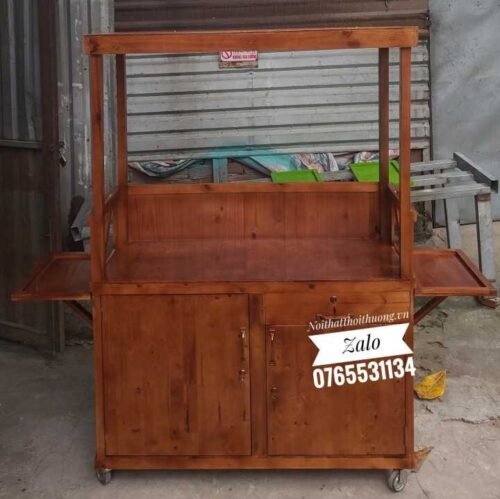 Xe bán bánh bao bằng gỗ