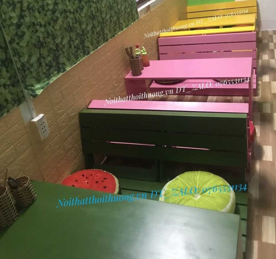 Bàn ghế ngồi bệt đẹp sơn màu