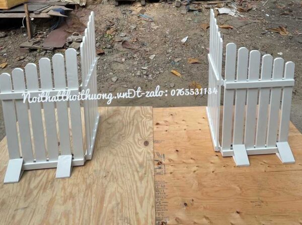 hàng rào gỗ sơn màu trắng cao 1m