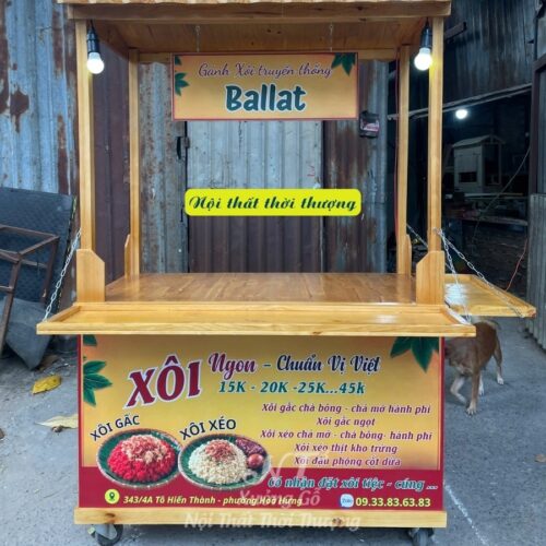 Xe Bán Xôi Gỗ Thông Trang Trí Decal Đẹp